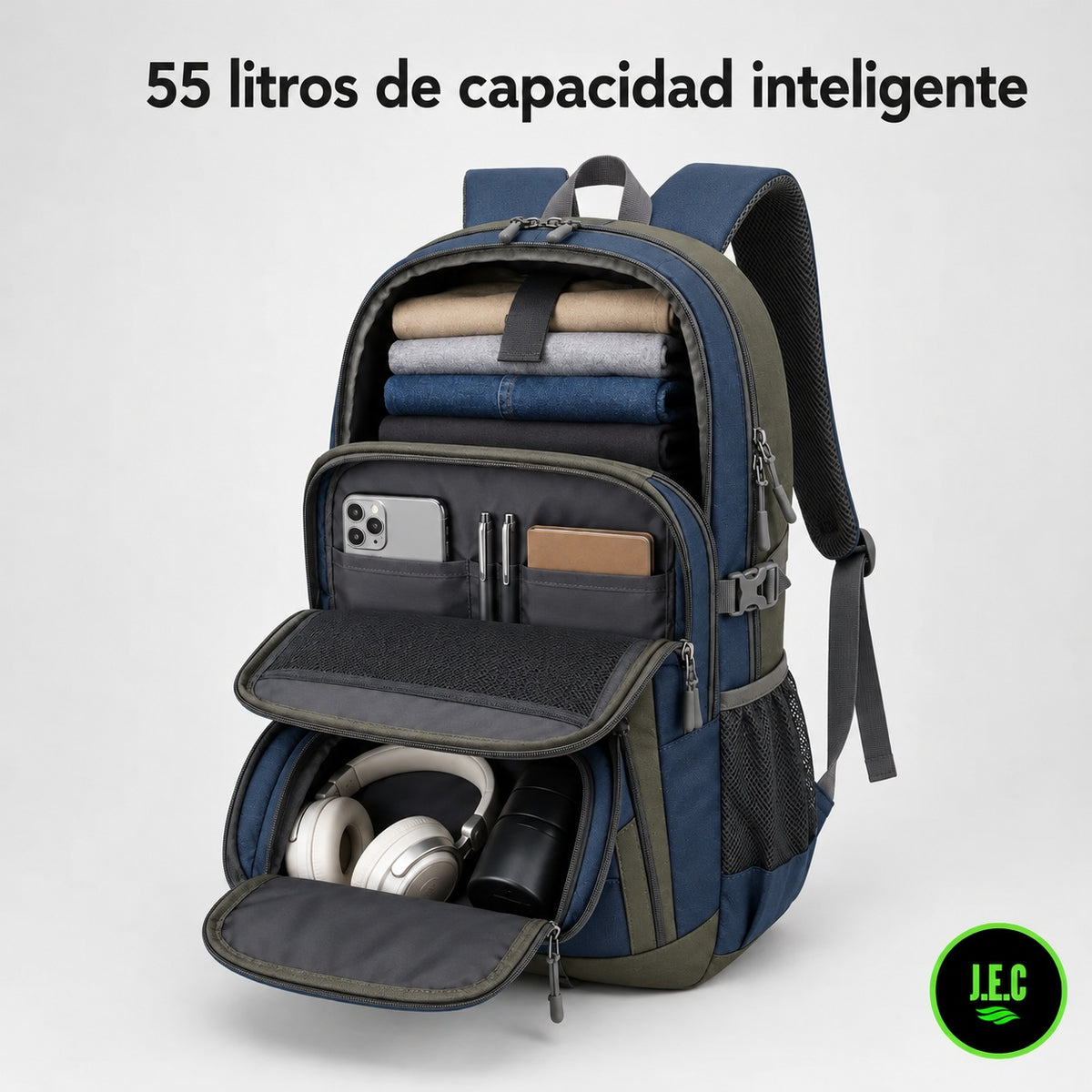 Mochila Trekking Adventure 55L Viaje y Camping Ergonómica