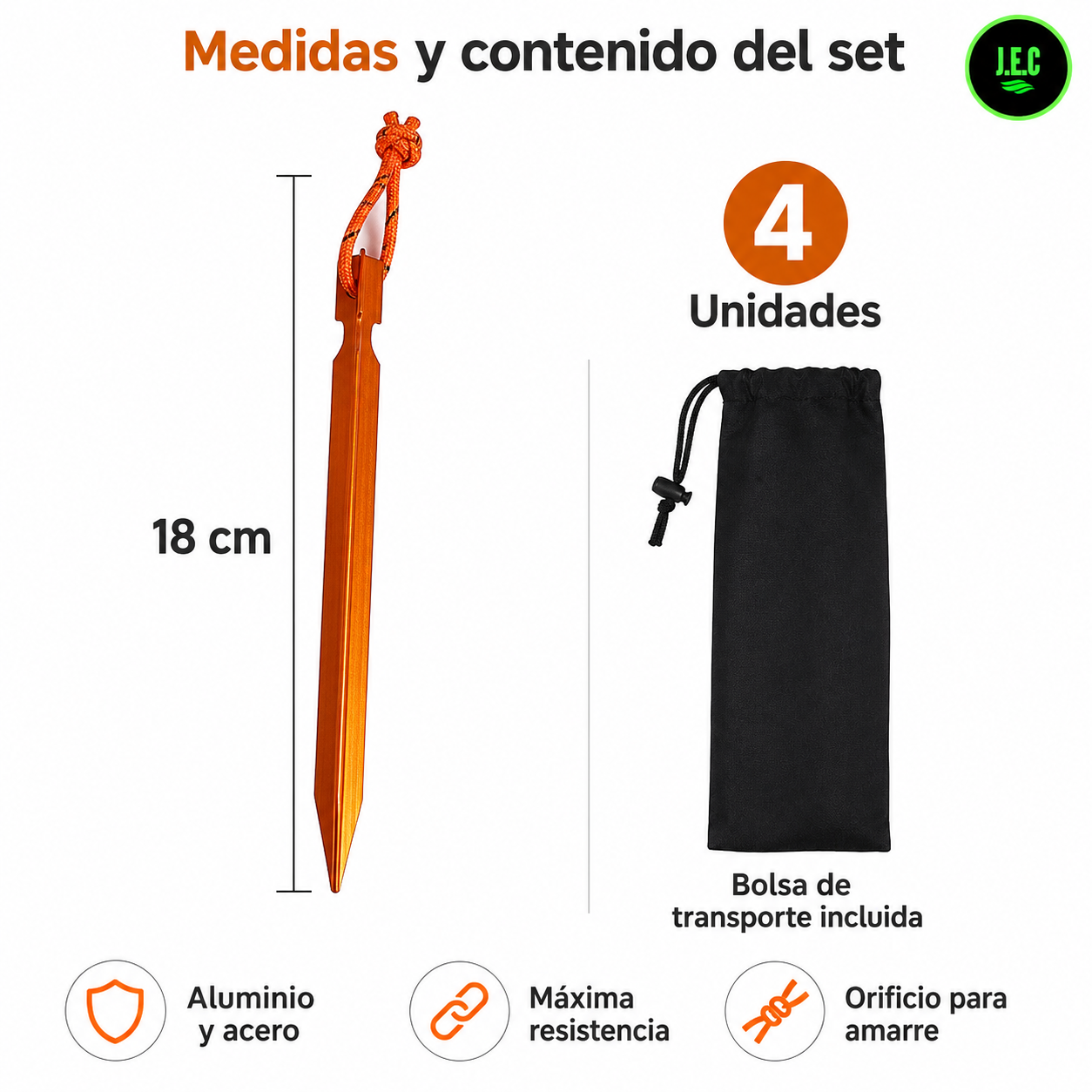 Estacas de Aluminio y Acero para Camping Toldos y Carpa
