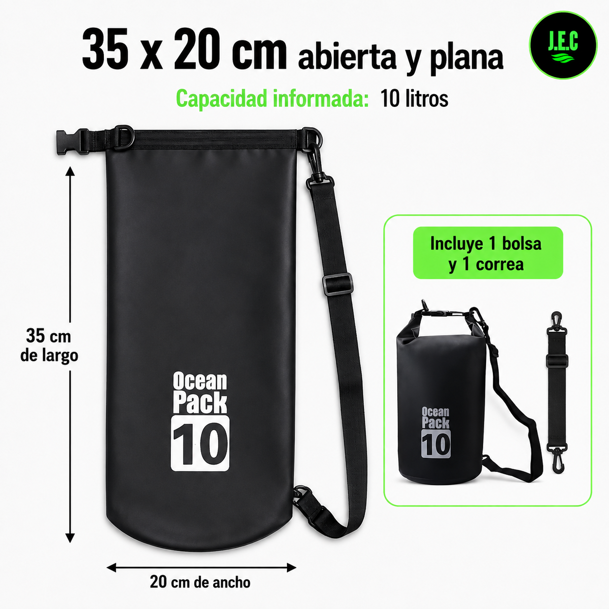 Bolsa Seca Ocean Pack 10 Litros Impermeable con Correa