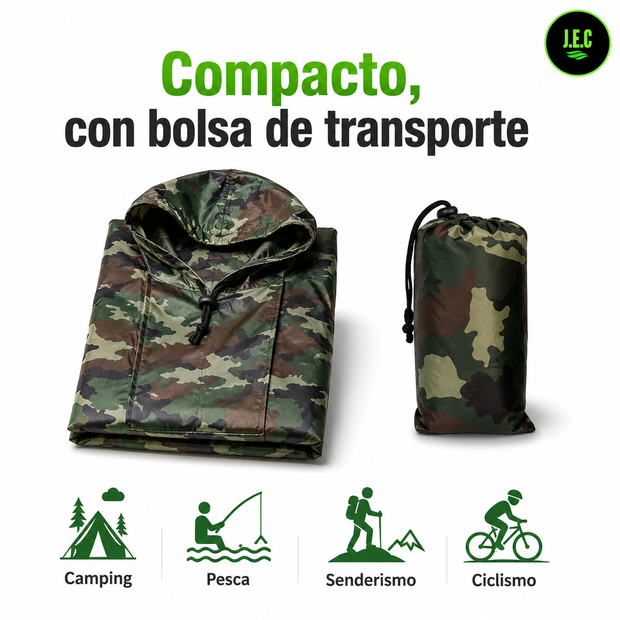 Poncho Impermeable Premium, Con Gorro 3 En 1 Capa De Lluvia