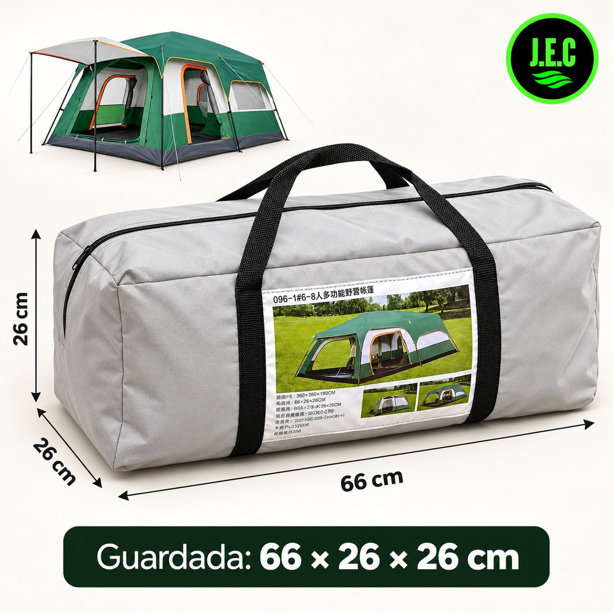 Carpa Familiar 6-8 Personas 2 Dormitorios 380x260x190 cm