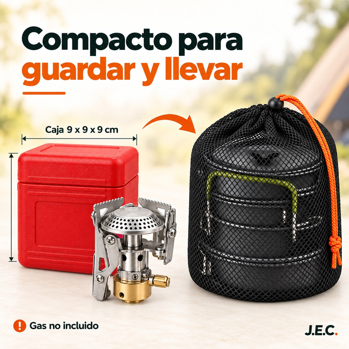 Kit Camping Cocinilla + Set Cocina 16 Piezas con Tetera