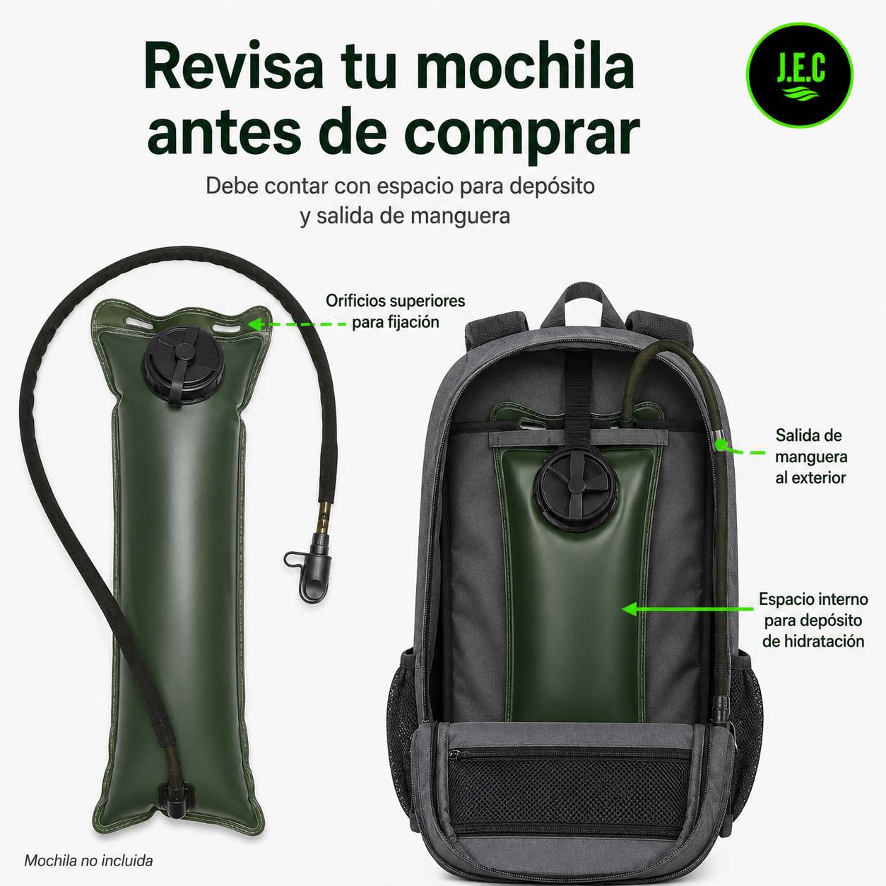 Bolsa de Hidratación 3L con Manguera