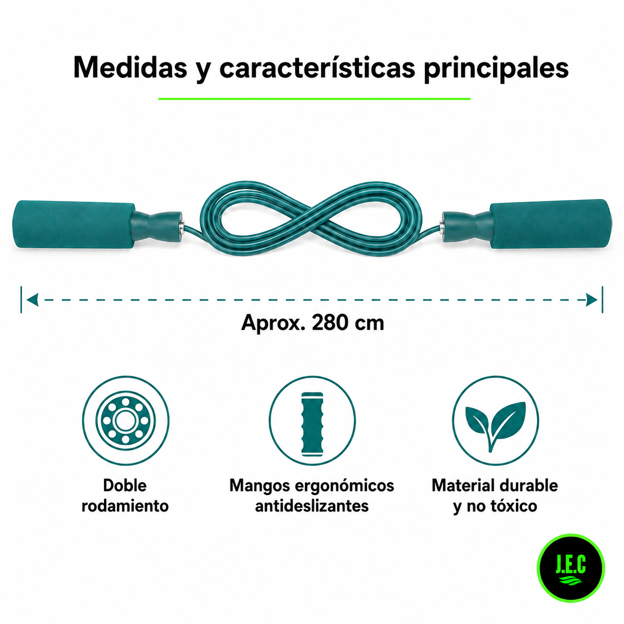 Cuerda para Saltar Fitness Ajustable con Doble Rodamiento