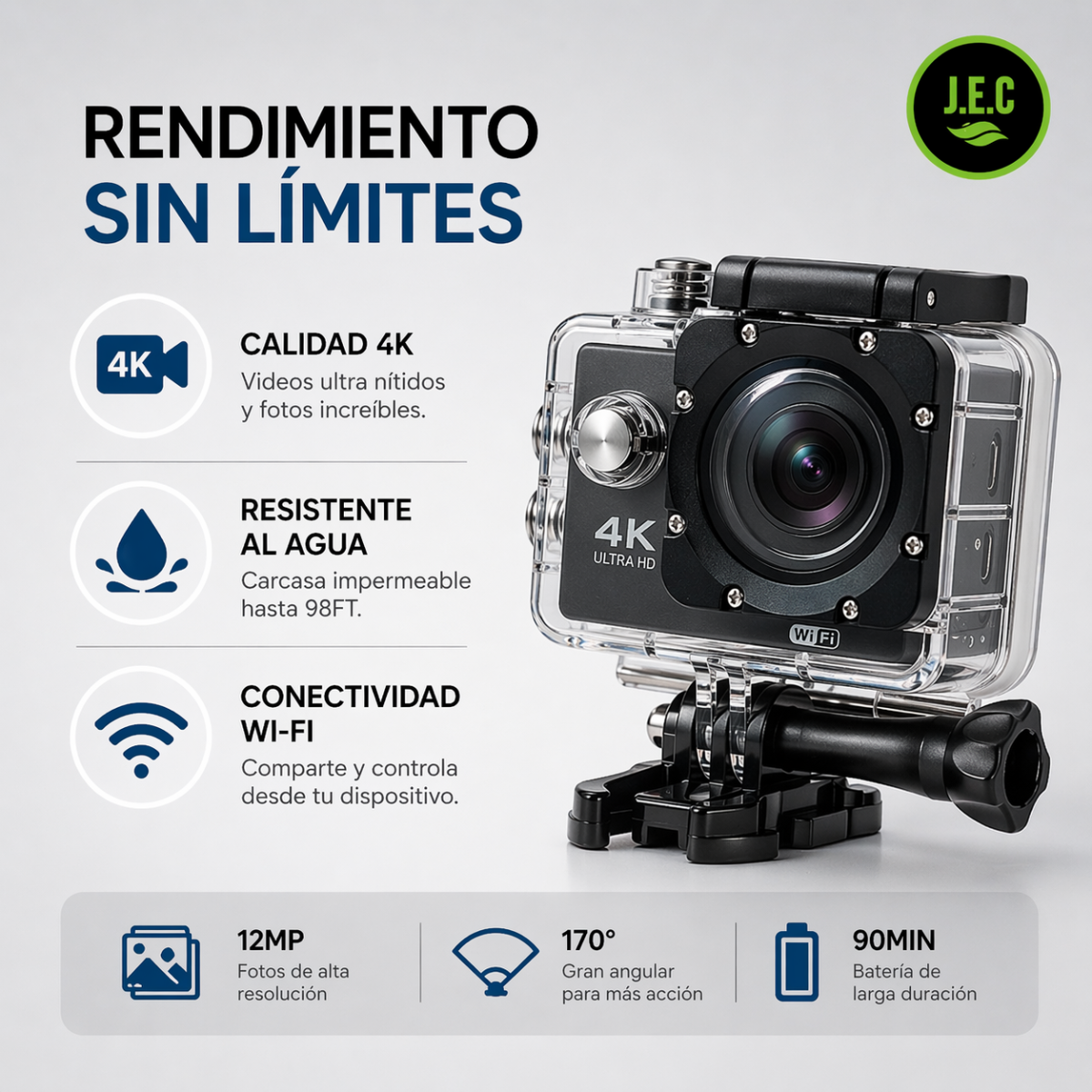 Cámara Deportiva 4k Wi-fi Sumergible 30mts Ultra Hd
