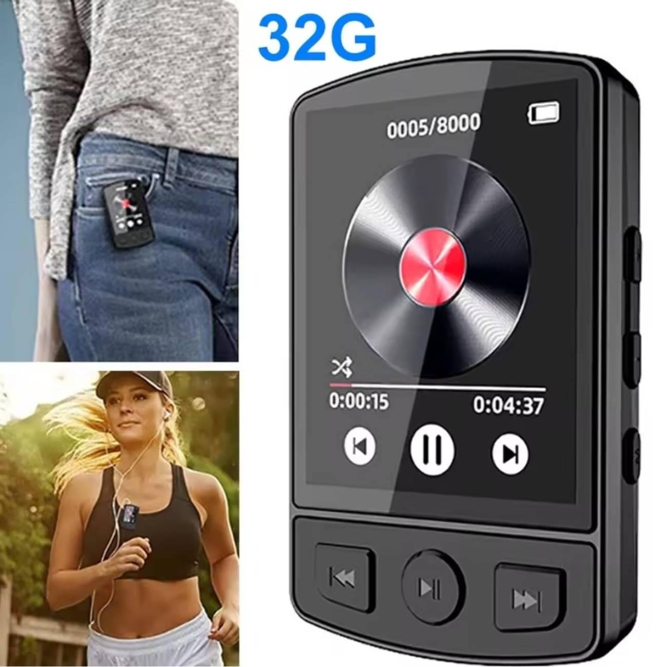 MP3 portátil 32GB para running gimnasio y deporte