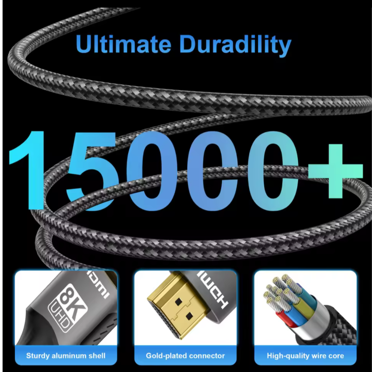 Cable HDMI Reforzado 8k @ 60hz De 3 Metros Ultra Hd, 2.1v