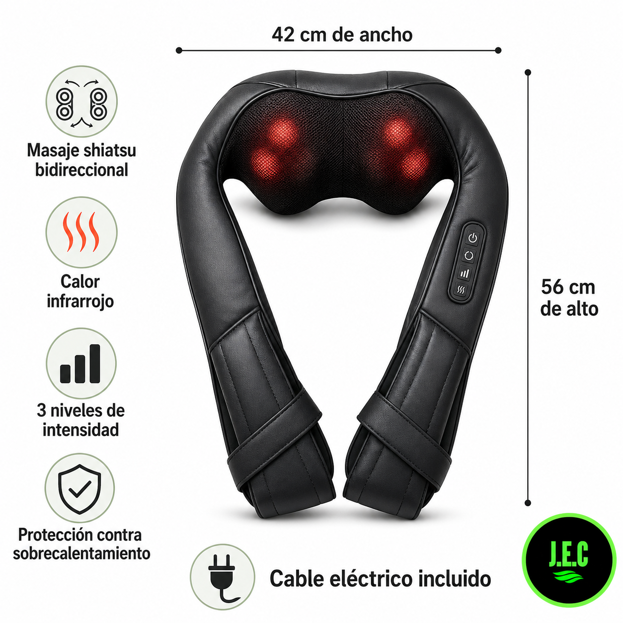 Masajeador de Cuello y Hombros Eléctrico Shiatsu con Calor