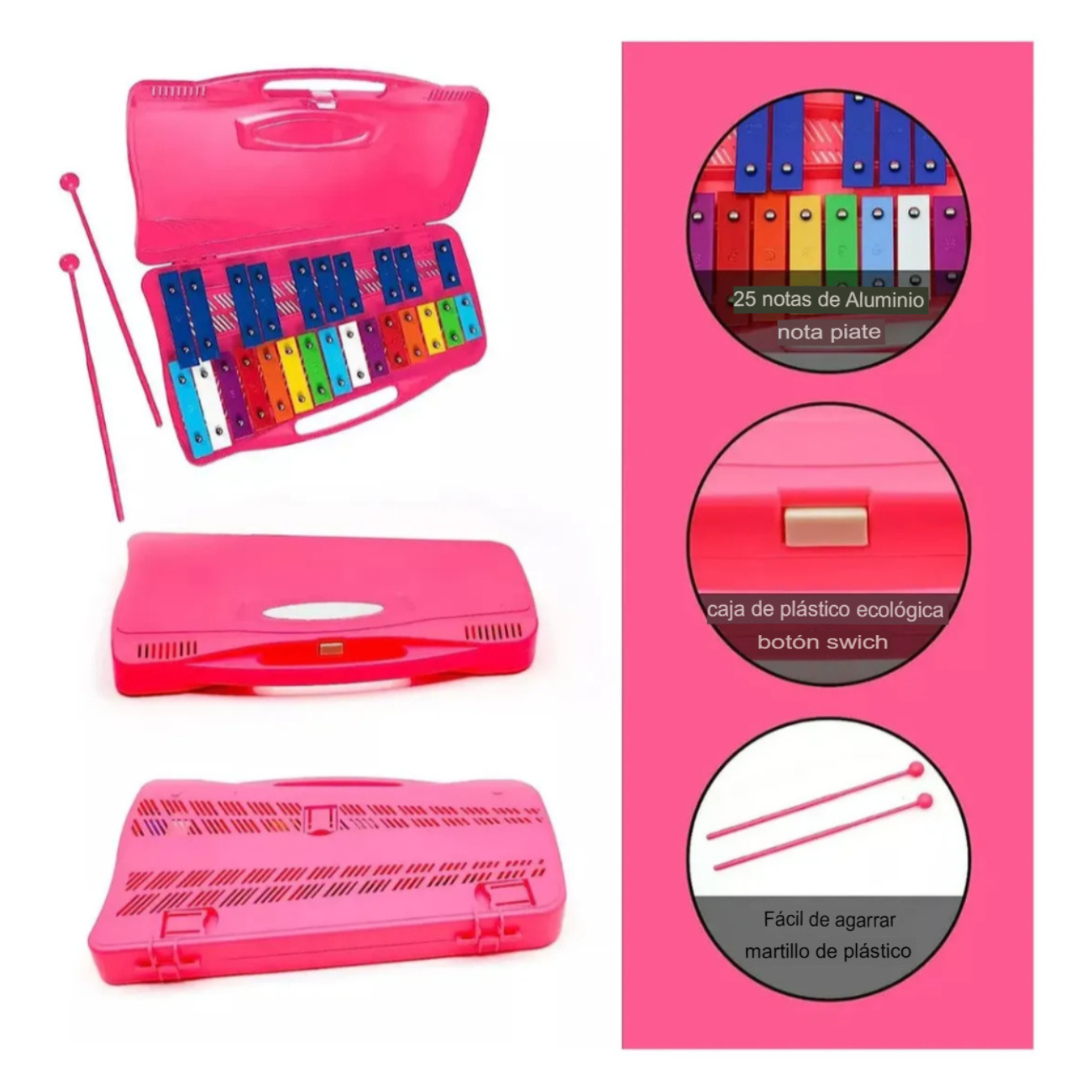 Metalófono Cromático De Colores Maletín Portátil Para Niños