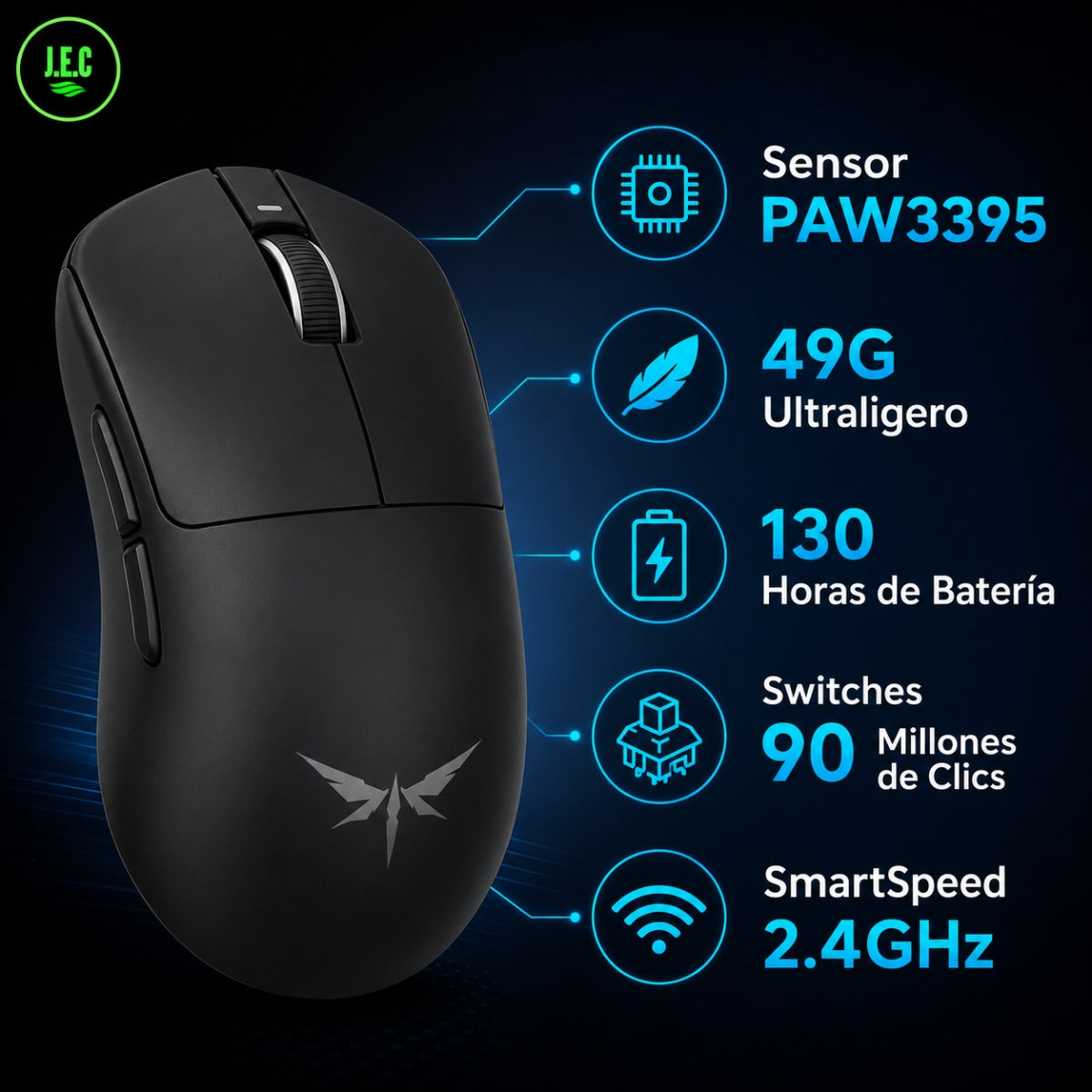 Mouse Gamer Inalambrico VGN Dragonfly F1 MOBA 49G PAW3395