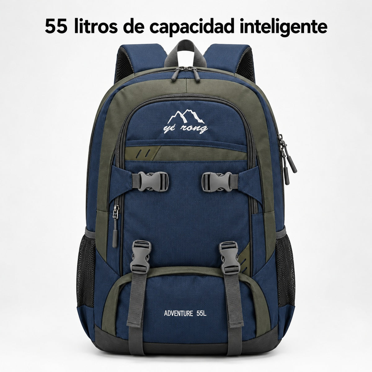 Mochila Trekking Adventure 55L Viaje y Camping Ergonómica