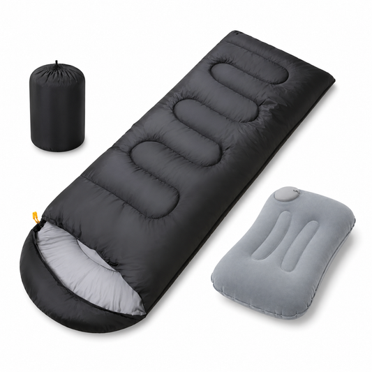 Kit Camping Saco de Dormir Térmico + Almohada Inflable