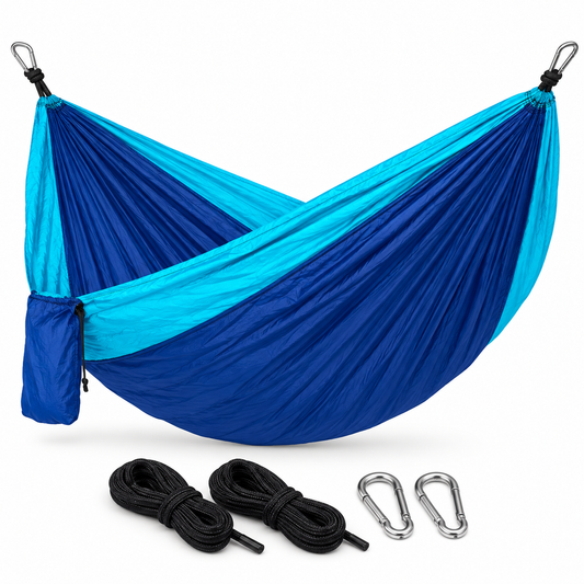 Hamaca Camping 300x200 Nylon 210T 70D Azul 2 Cuerdas