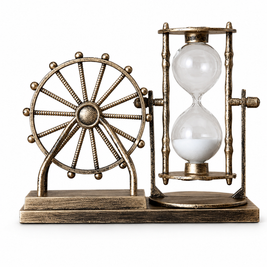 Reloj de Arena Decorativo Vintage con Rueda Giratoria