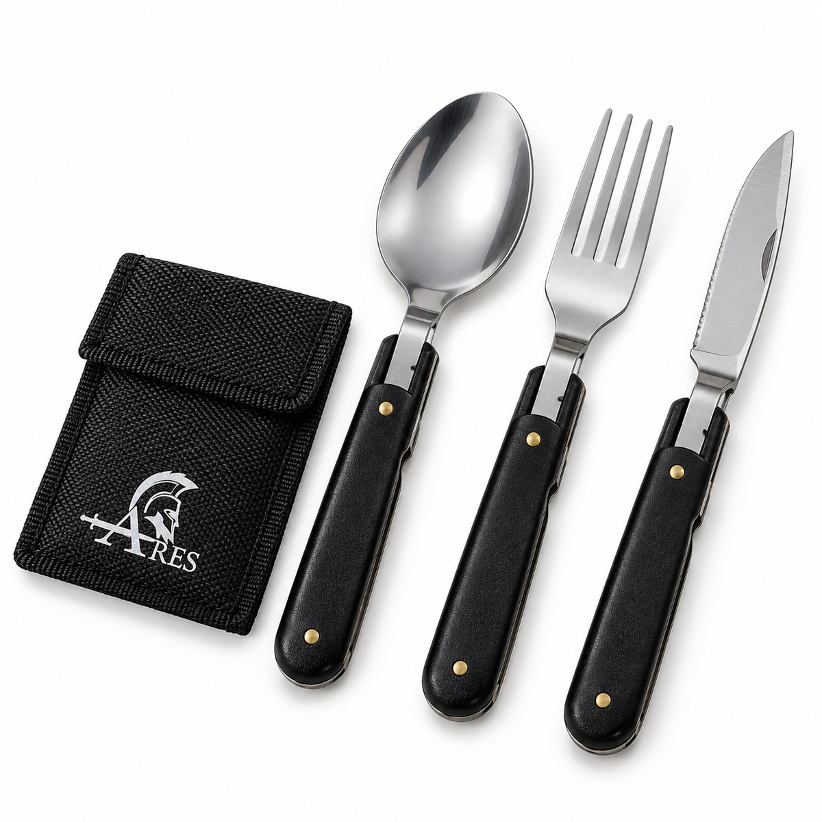 Set Cubiertos Camping  6 en 1 Plegables con Estuche