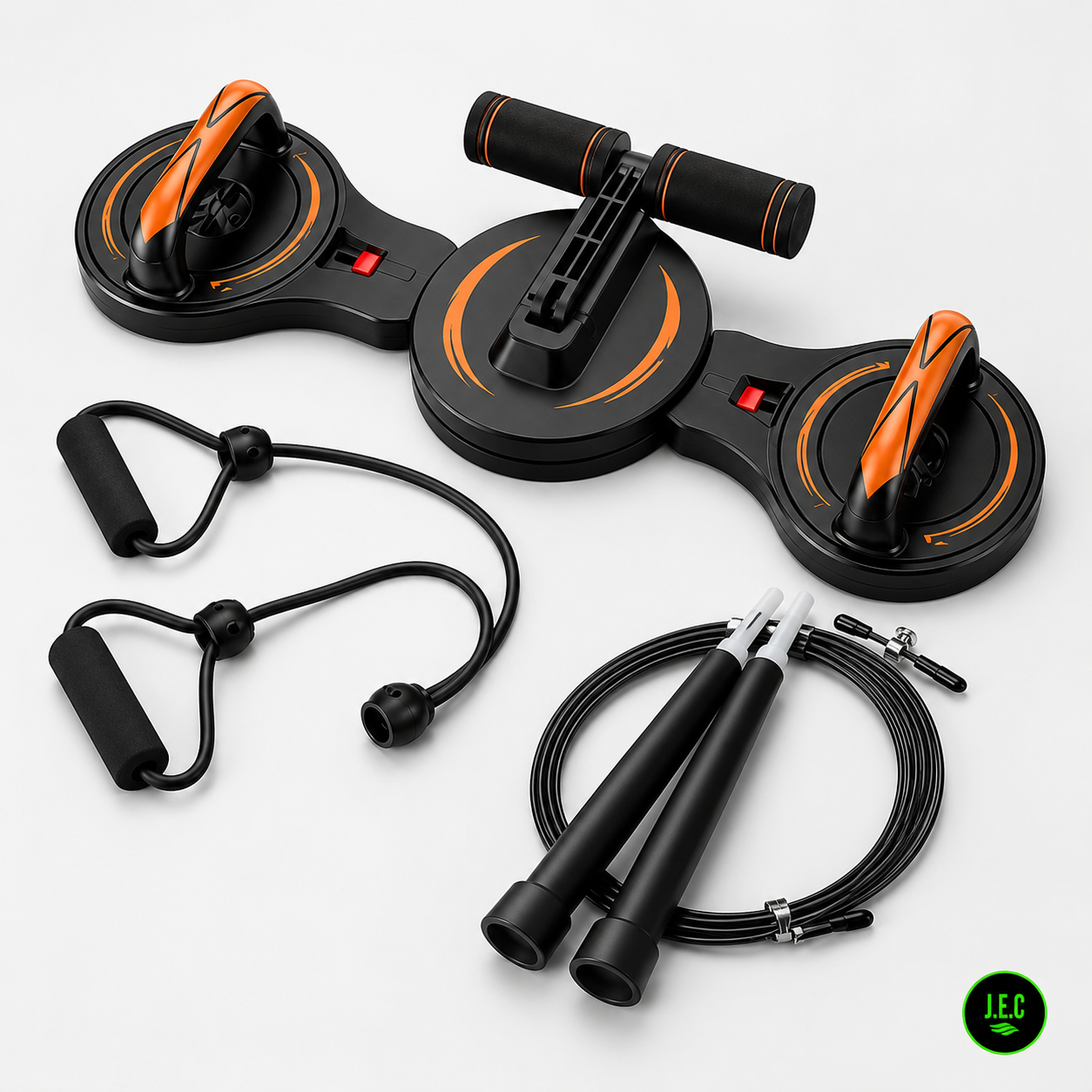 Kit Fitness Tabla Flexiones 5 En 1 + Cuerda Ajustable
