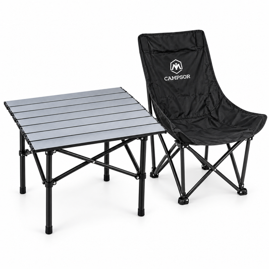Kit Camping Mesa Aluminio + Silla Campsor Plegable