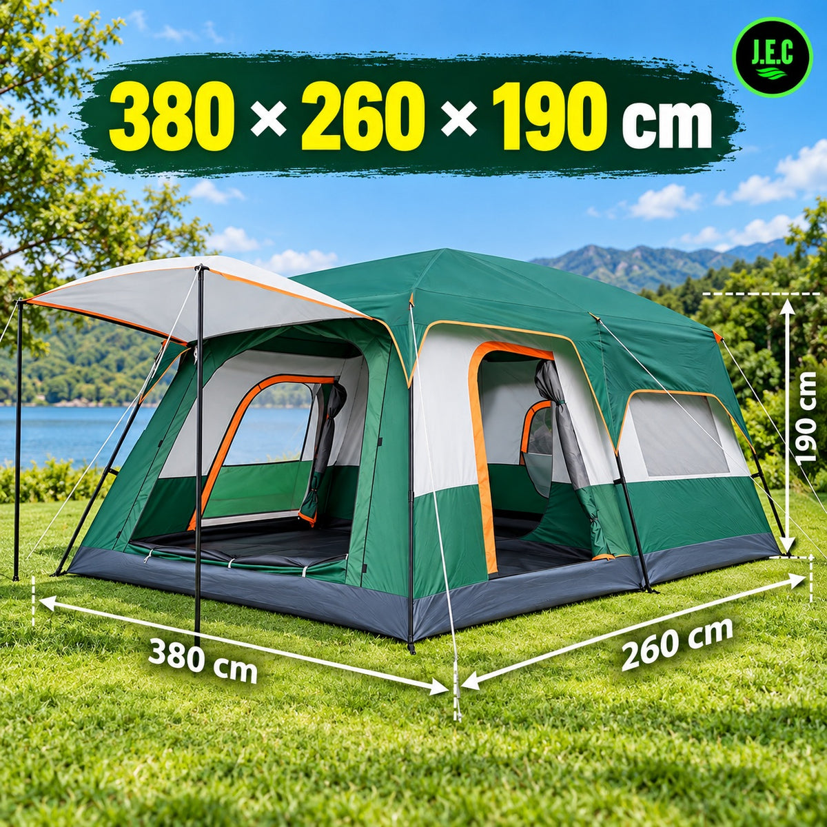 Carpa Familiar 6-8 Personas 2 Dormitorios 380x260x190 cm