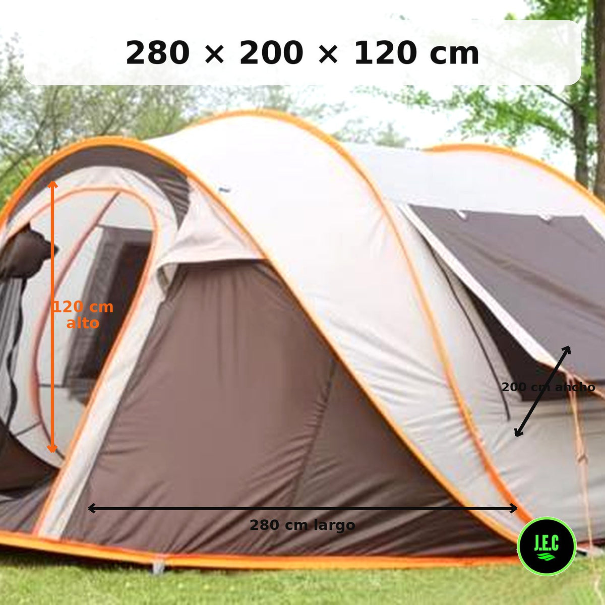 Carpa Camping Café 280x200x120 cm con Fibra de Vidrio