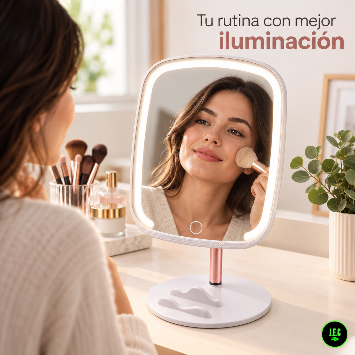 Espejo de Maquillaje LED de Mesa con Brillo Ajustable