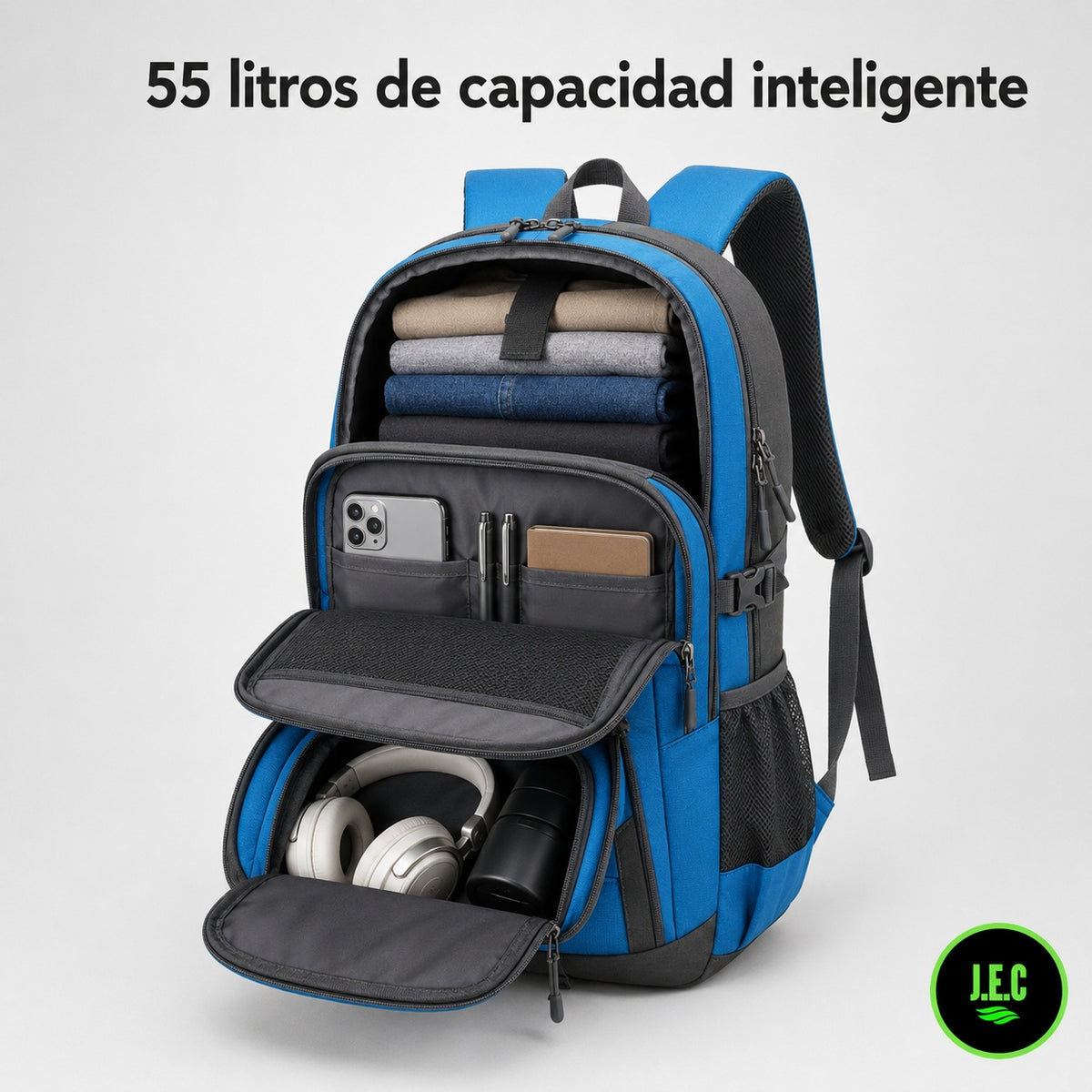 Mochila Trekking Adventure 55L Viaje y Camping Ergonómica