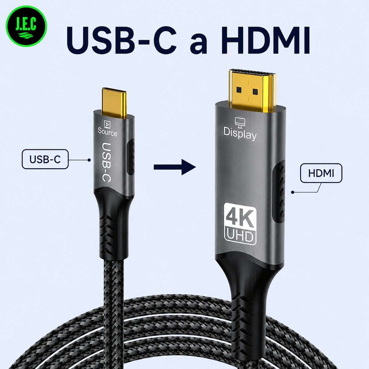 Cable Adaptador Tipo C A Hdmi Ultra Hd 4k De 2 Metros