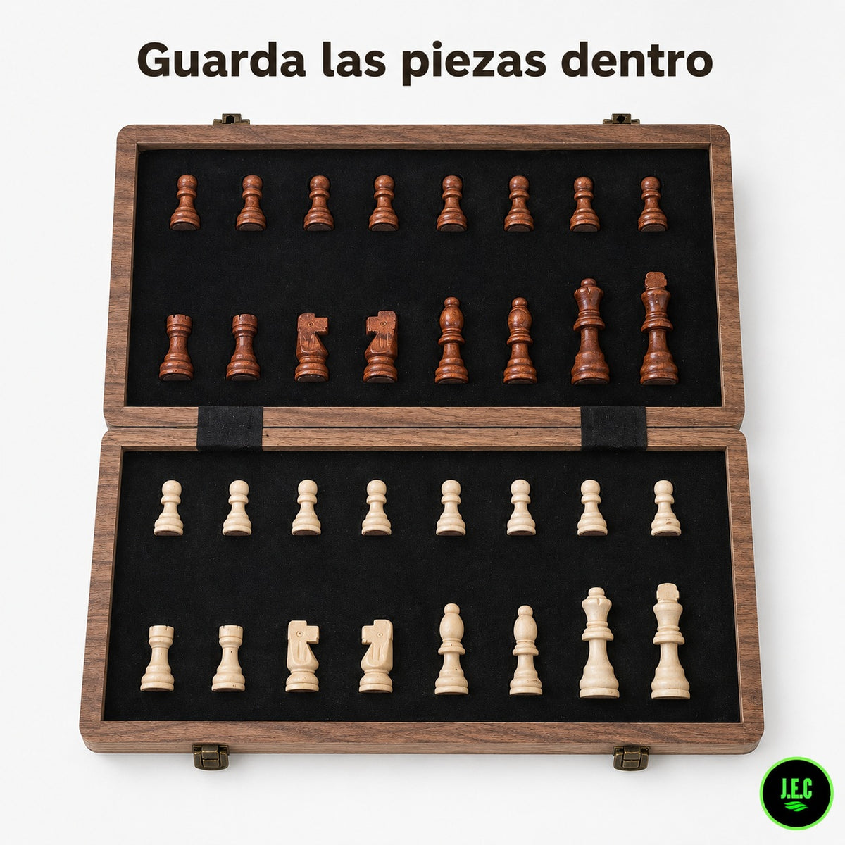 Ajedrez magnético de madera 39x39 cm plegable (45 caracteres)