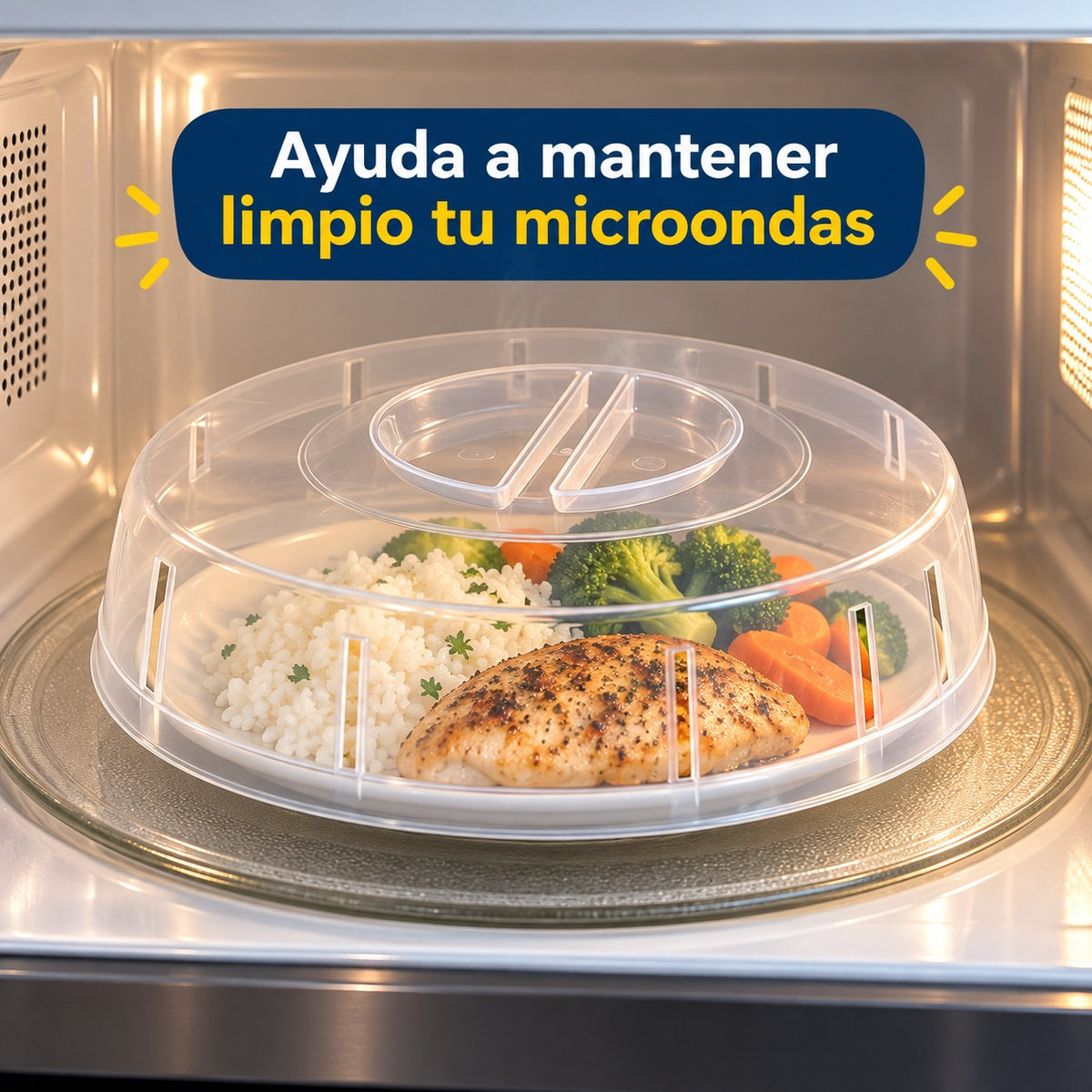 Tapa Microondas Antisalpicaduras Ventilada Transparente