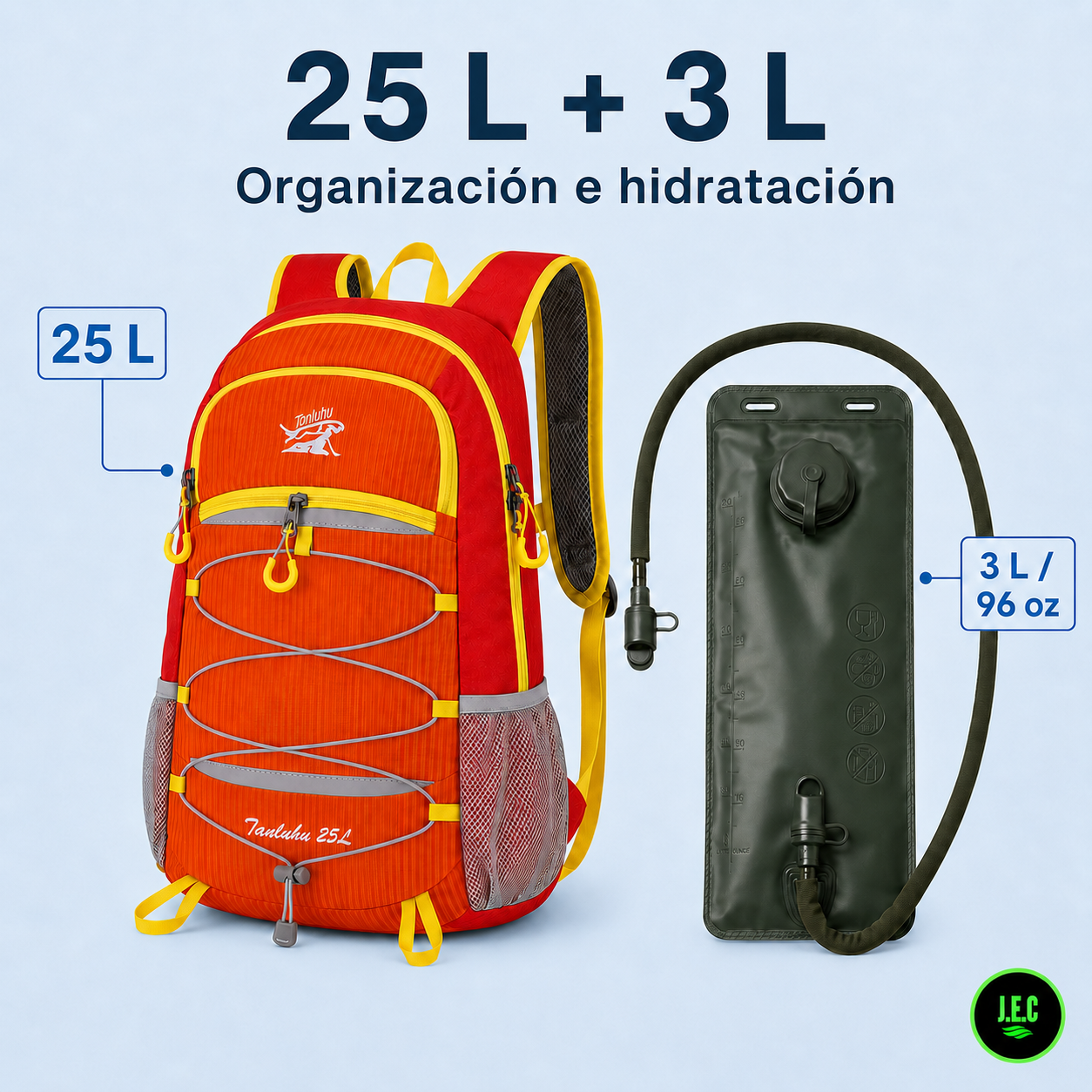 Kit Mochila Trekking 25L + Bolsa Hidratación 3L