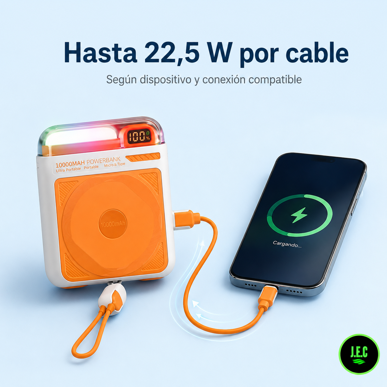 Batería Magnética Carga Rápida 22,5w  Pantalla Digital