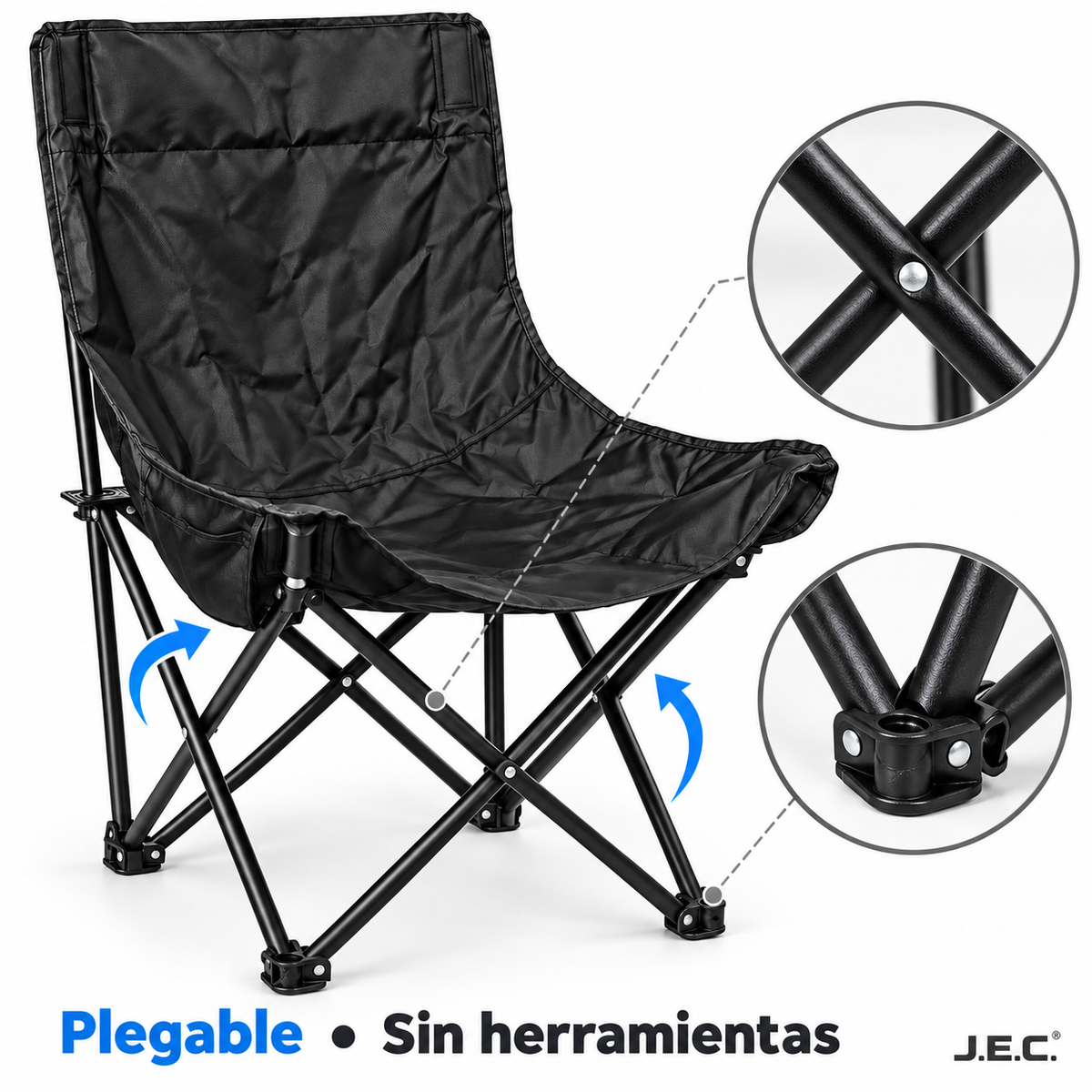 Silla Camping Plegable respaldo alto Con Estuche