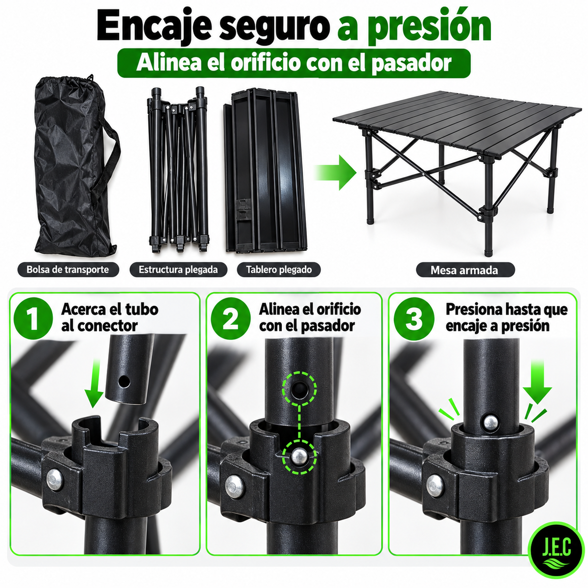 Mesa Plegable Camping  Portátil Con Bolso rectangular
