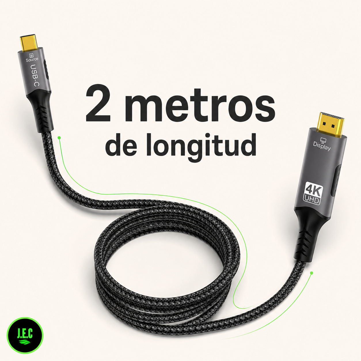 Cable Adaptador Tipo C A Hdmi Ultra Hd 4k De 2 Metros