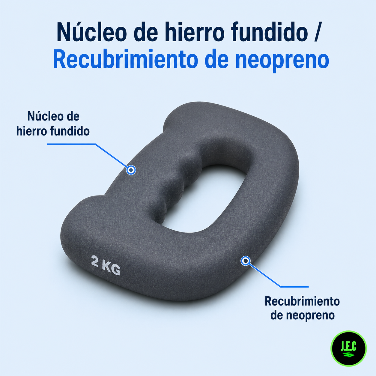 Mancuerna Ergonómica de 2 kg con Agarre Integrado