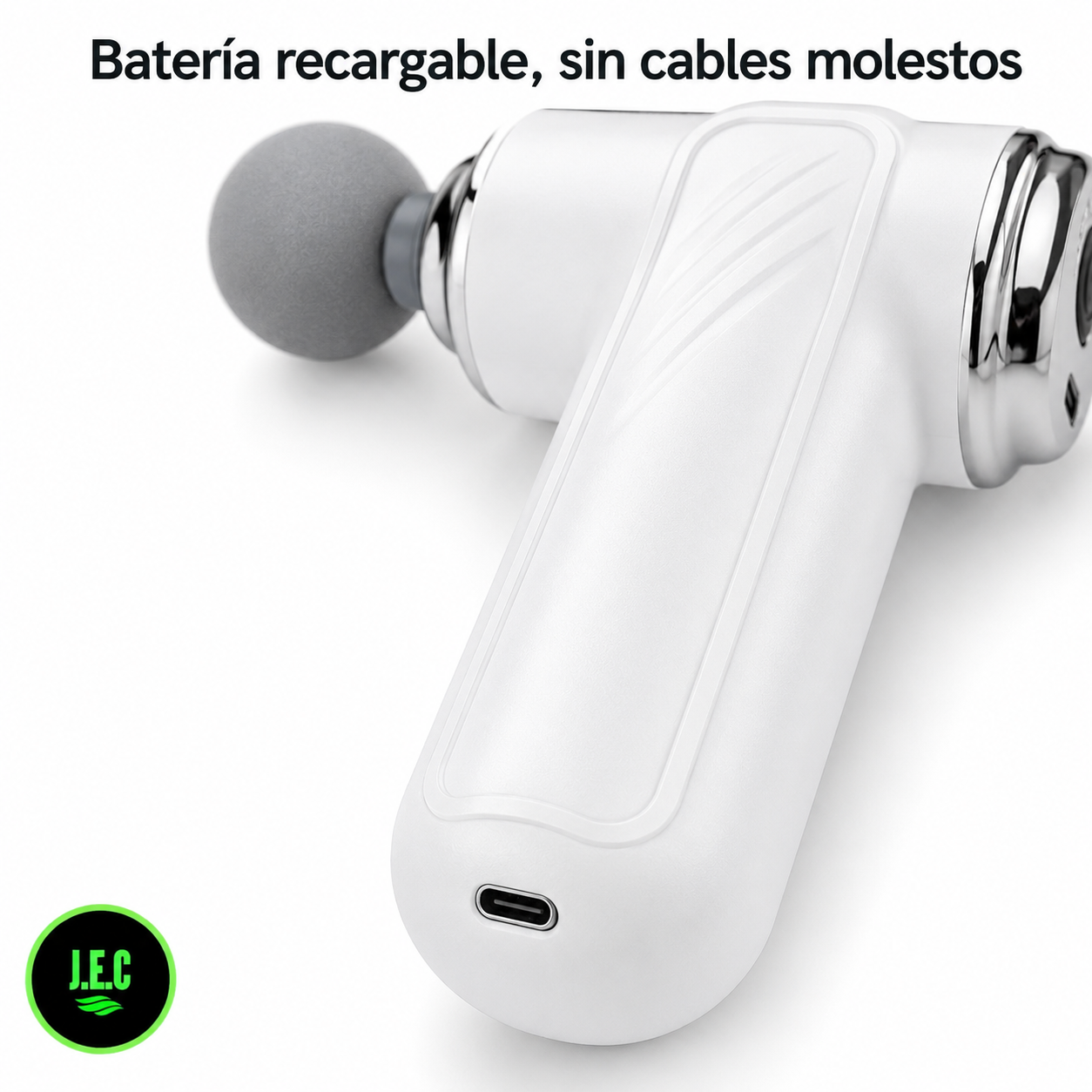 Pistola de Masaje Portátil 6 Modos + 8 Cabezas