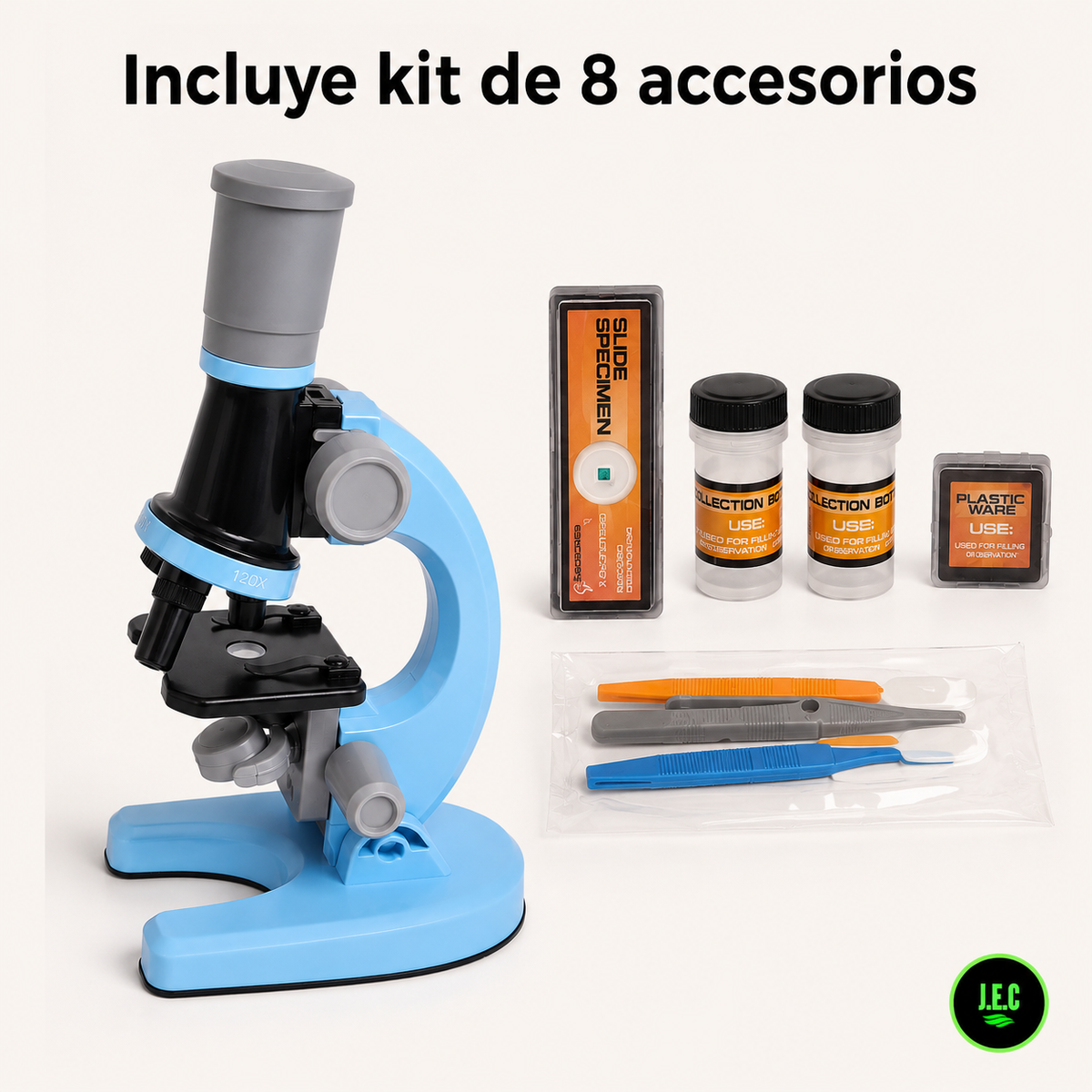Microscopio Educativo 1200x LED con Kit de Ciencia