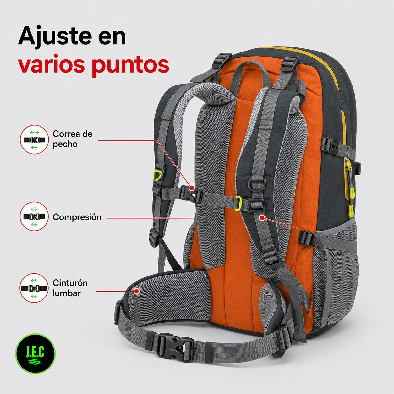 Mochila Trekking Adventure 40L Con Ajuste al Cuerpo
