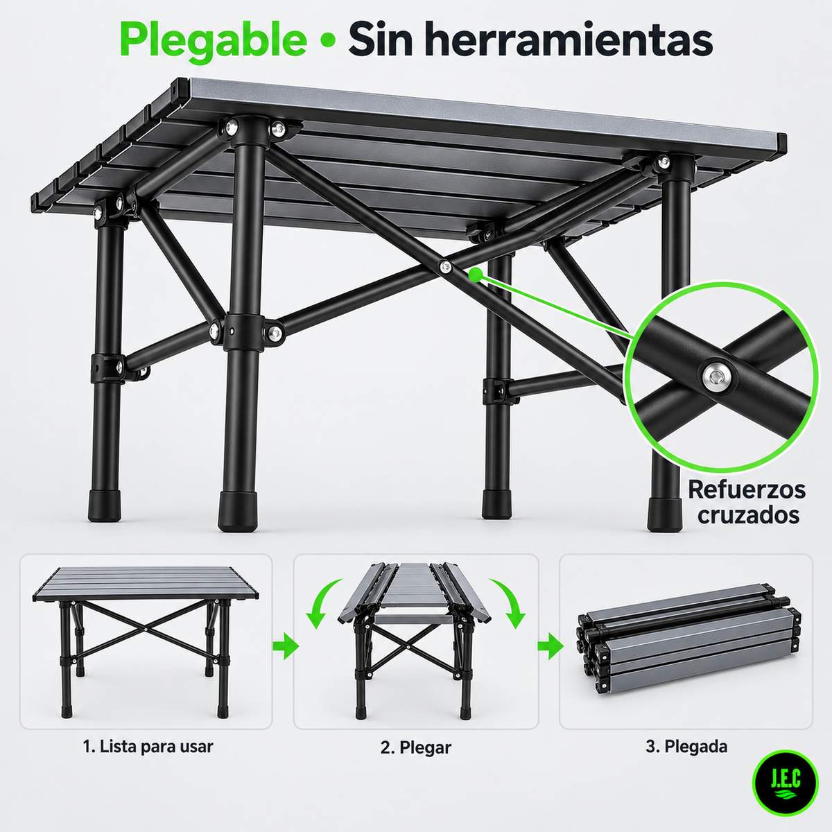 Mesa Camping Plegable Aluminio Enrollable