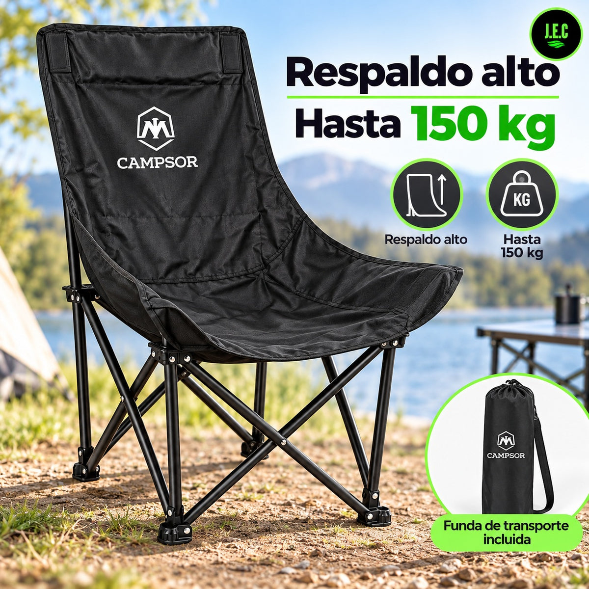 Kit Camping Mesa Aluminio + Silla Campsor Plegable