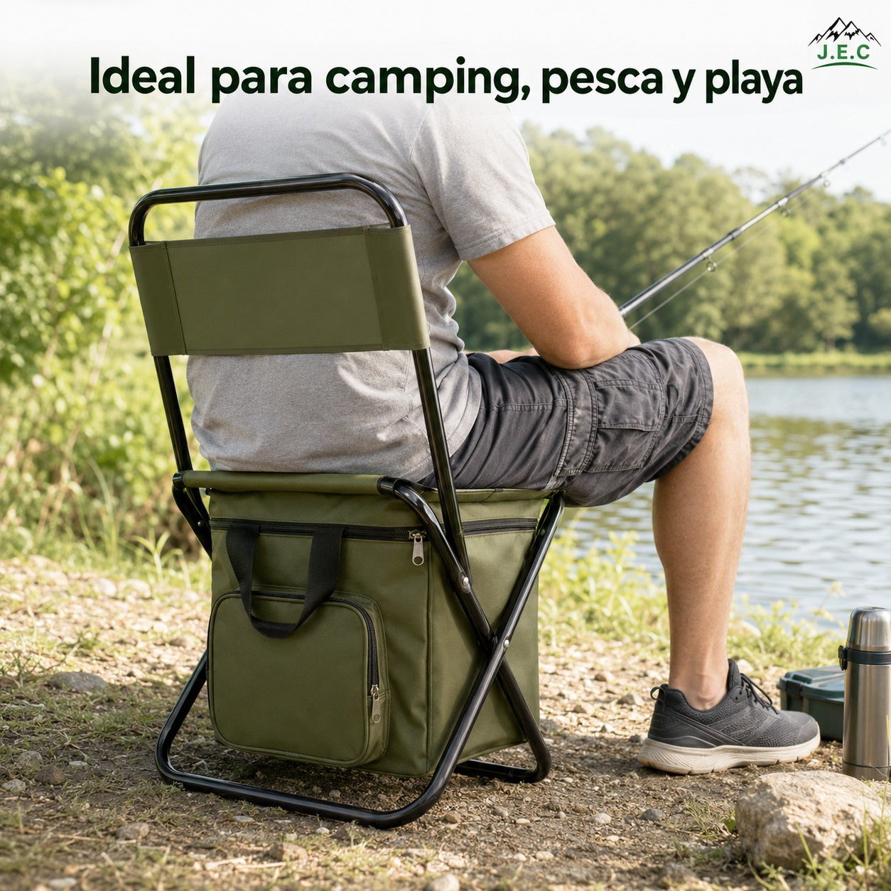 Silla Plegable con Cooler Térmico para Camping y Pesca