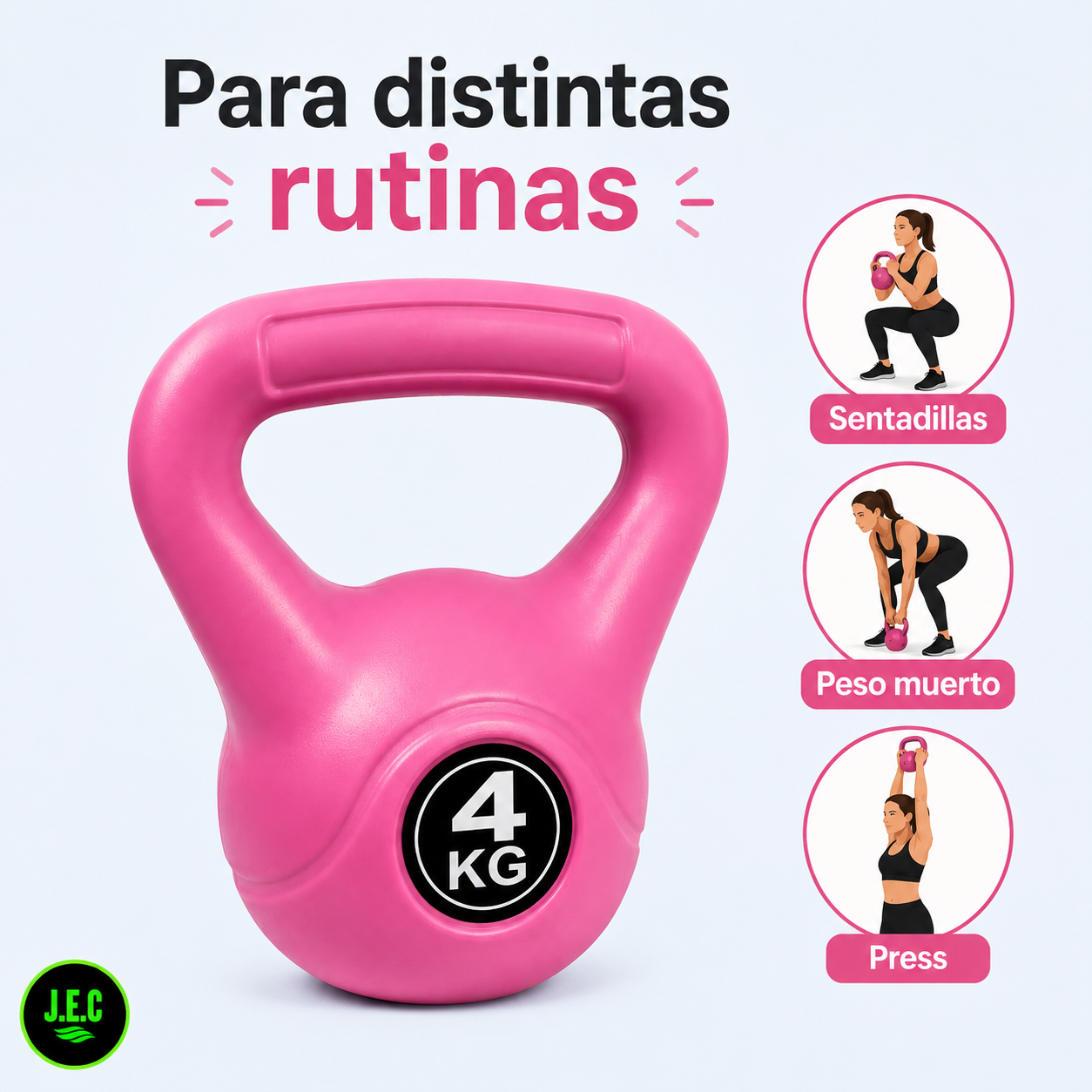 Pesa Rusa Kettlebell 4 Kg Rosada Entrenamiento Fitness