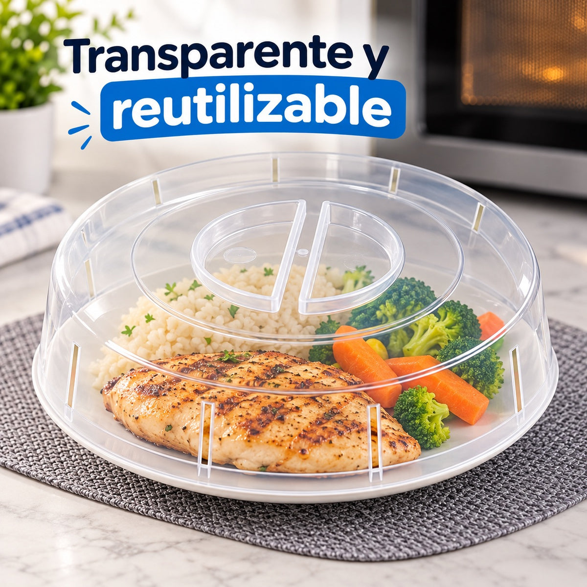 Tapa Microondas Antisalpicaduras Ventilada Transparente