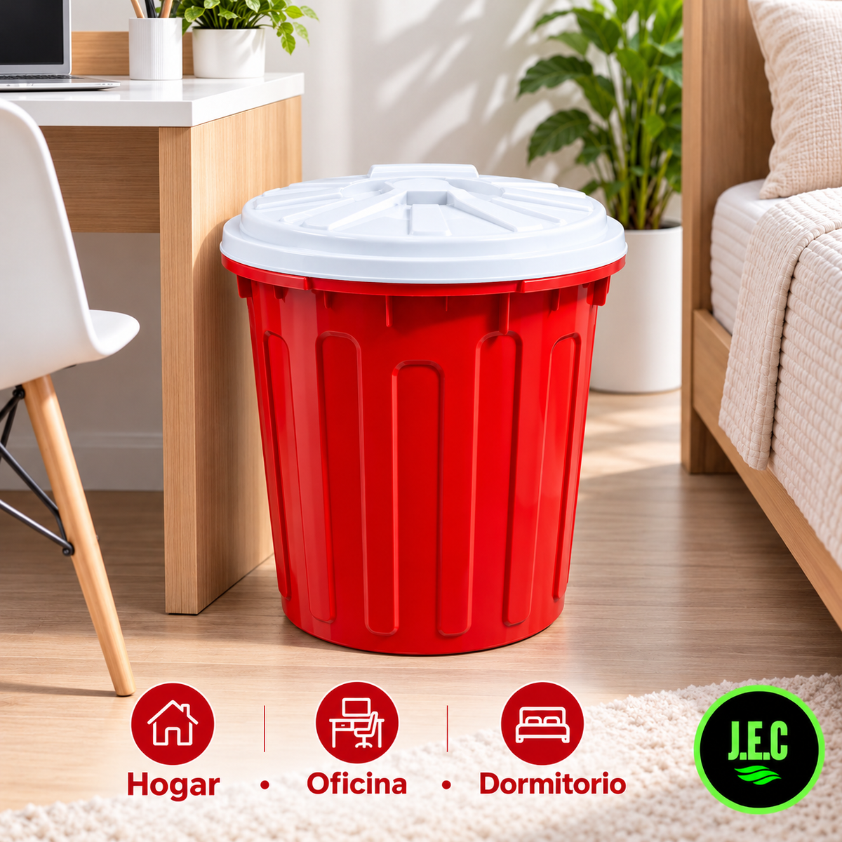 Basurero Plástico Redondo con Tapa 20 L