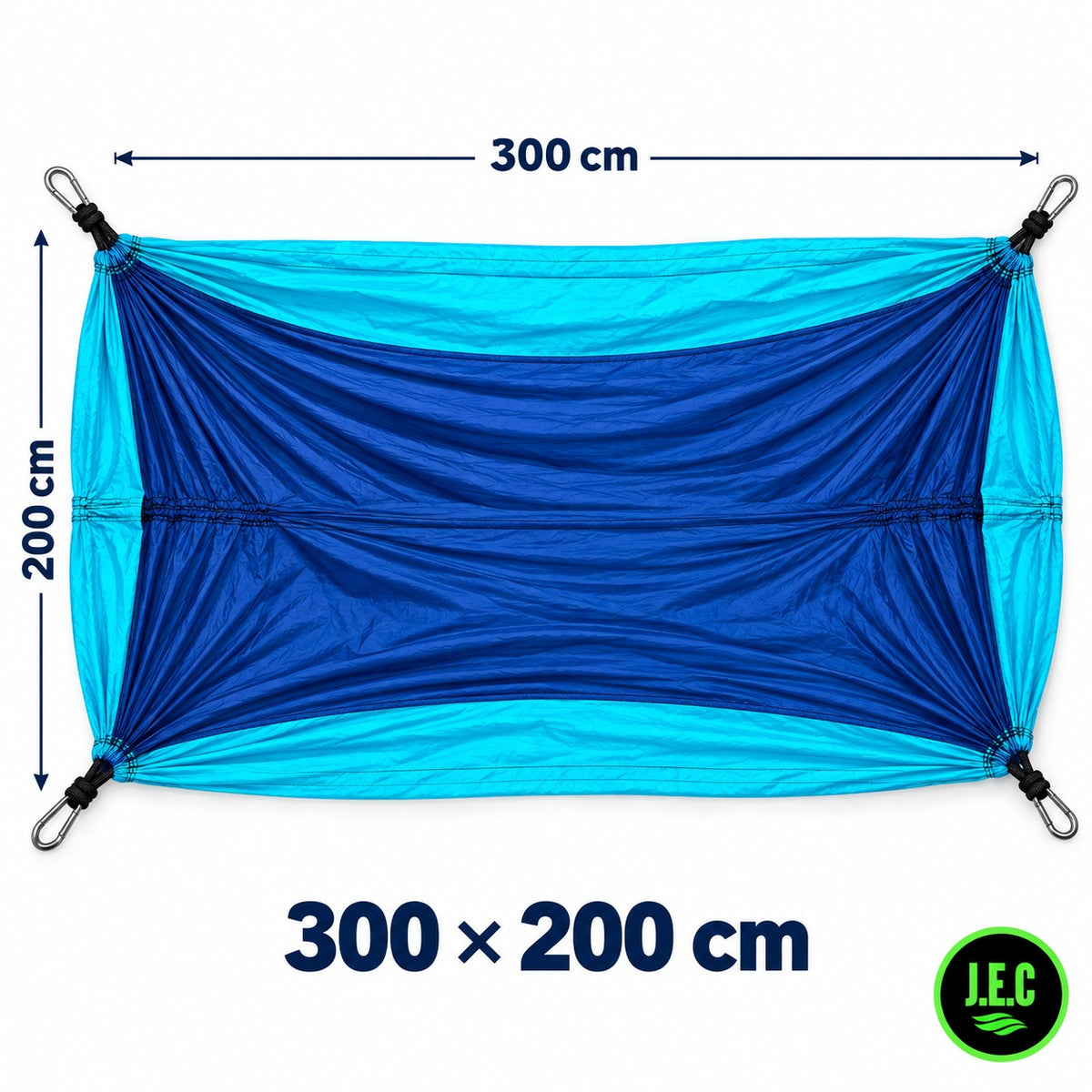 Hamaca Camping 300x200 Nylon 210T 70D Azul 2 Cuerdas