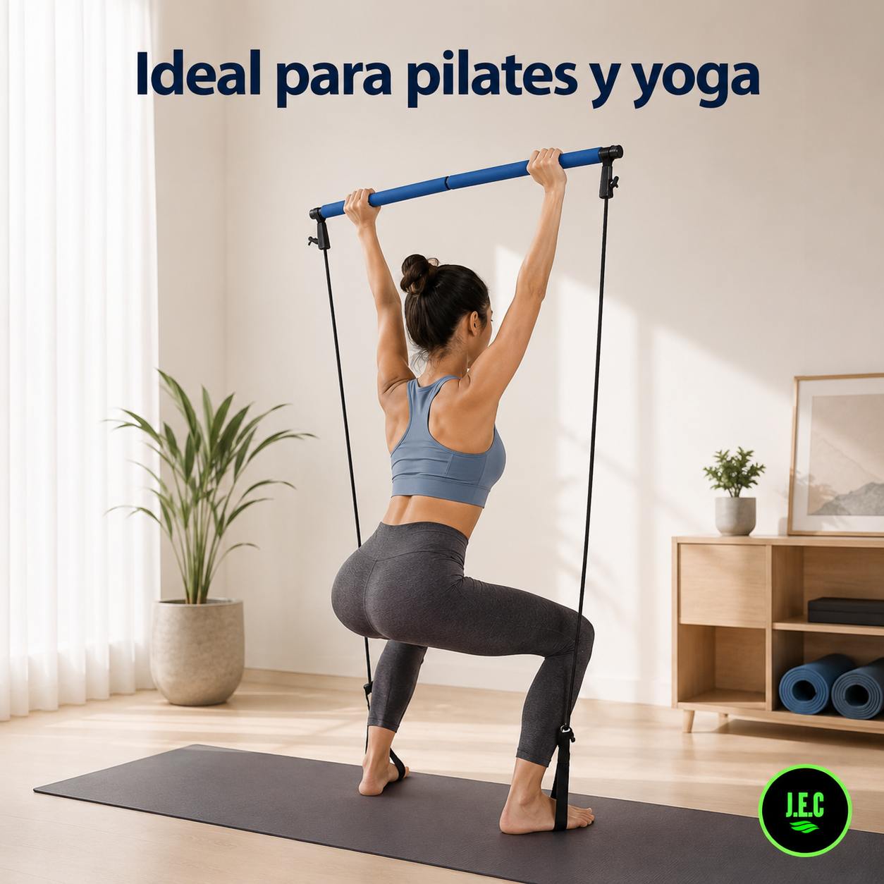 Barra de Pilates con Banda Elástica para Yoga y Fitness
