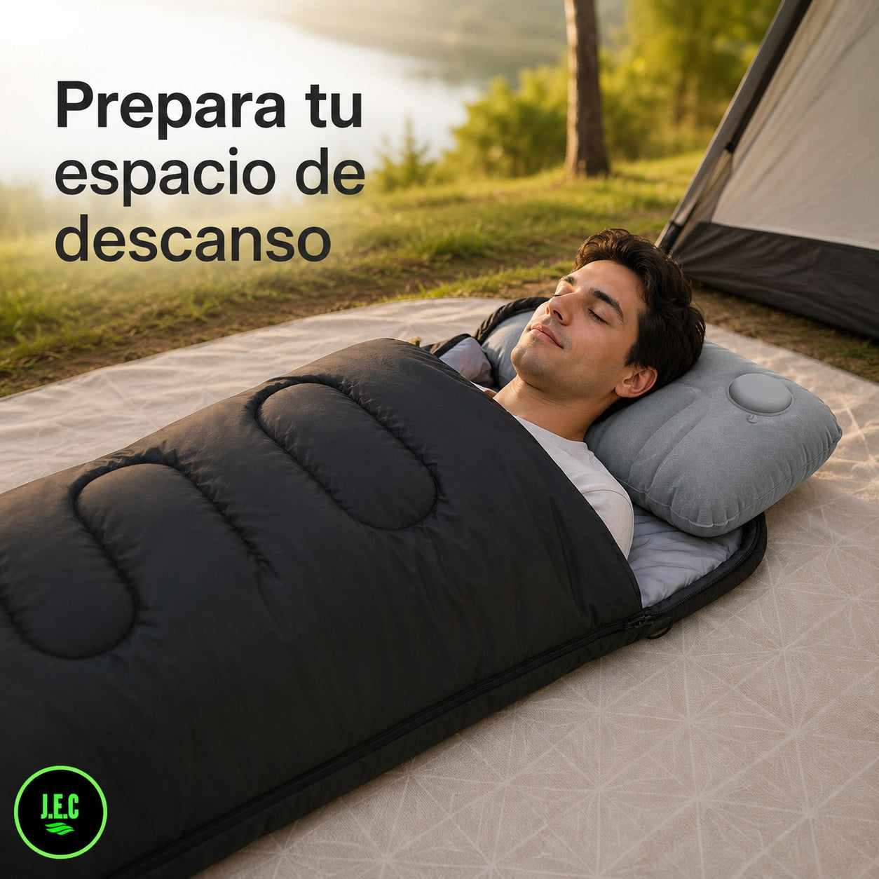 Kit Camping Saco de Dormir Térmico + Almohada Inflable