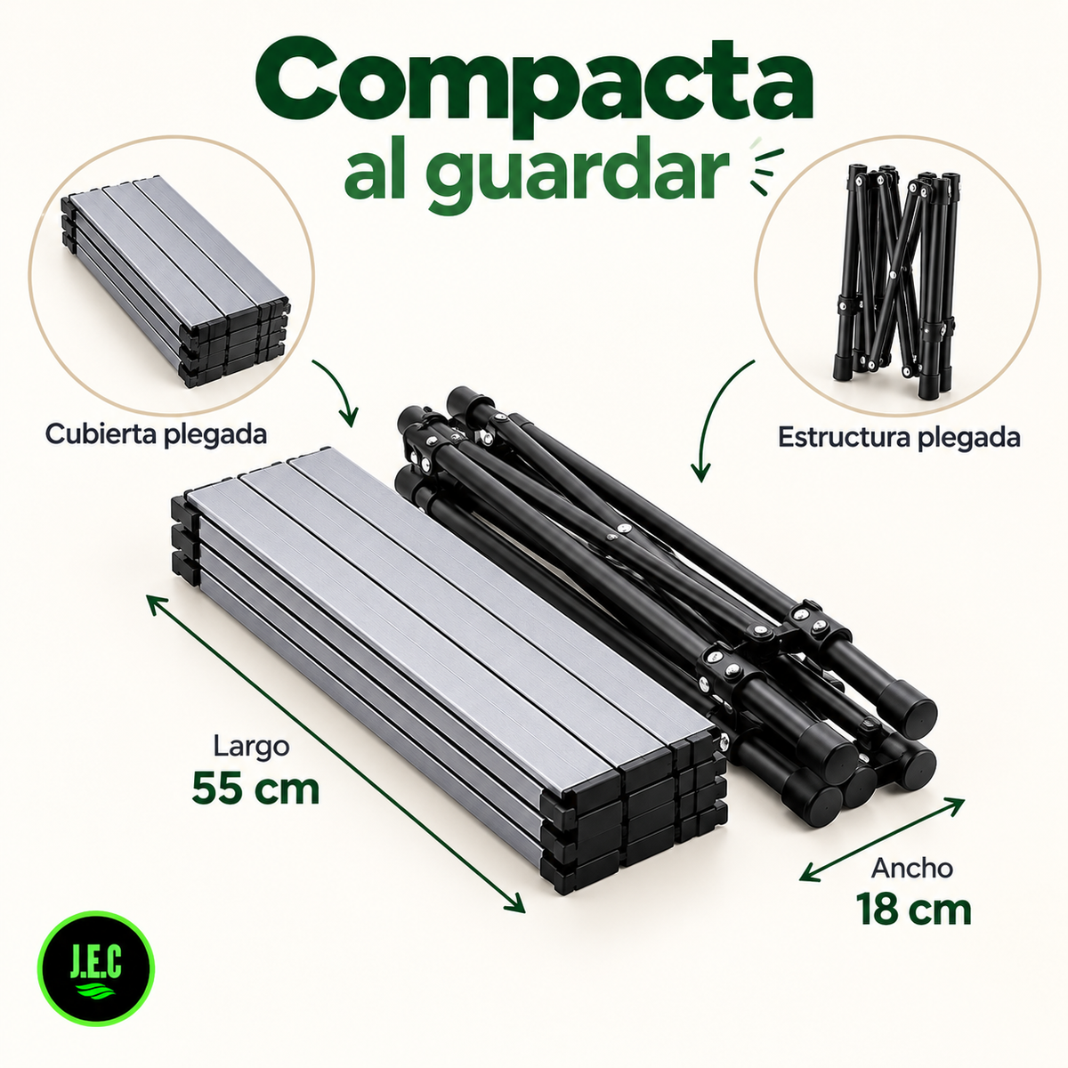 Mesa Camping Plegable Aluminio Enrollable