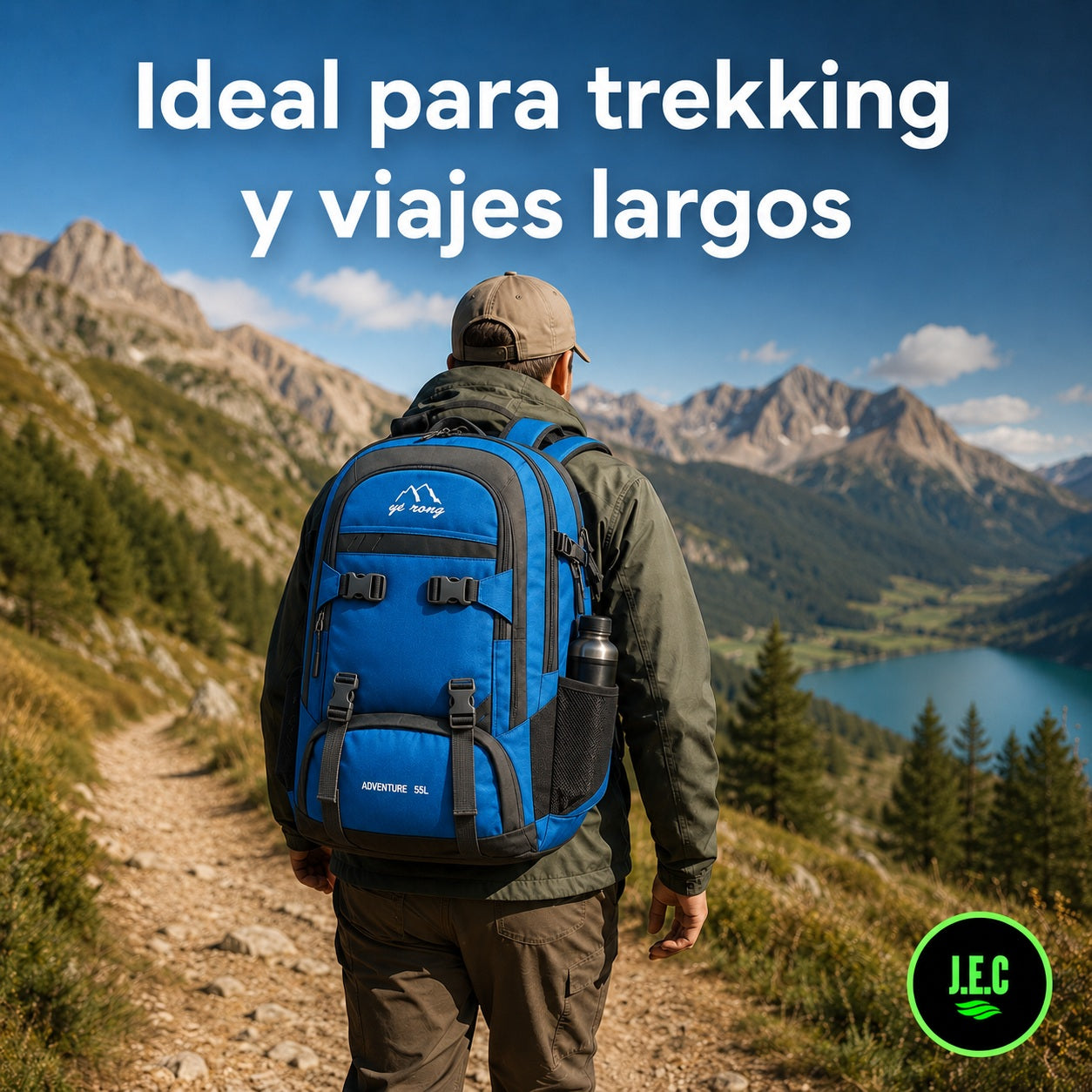 Mochila Trekking Adventure 55L Viaje y Camping Ergonómica