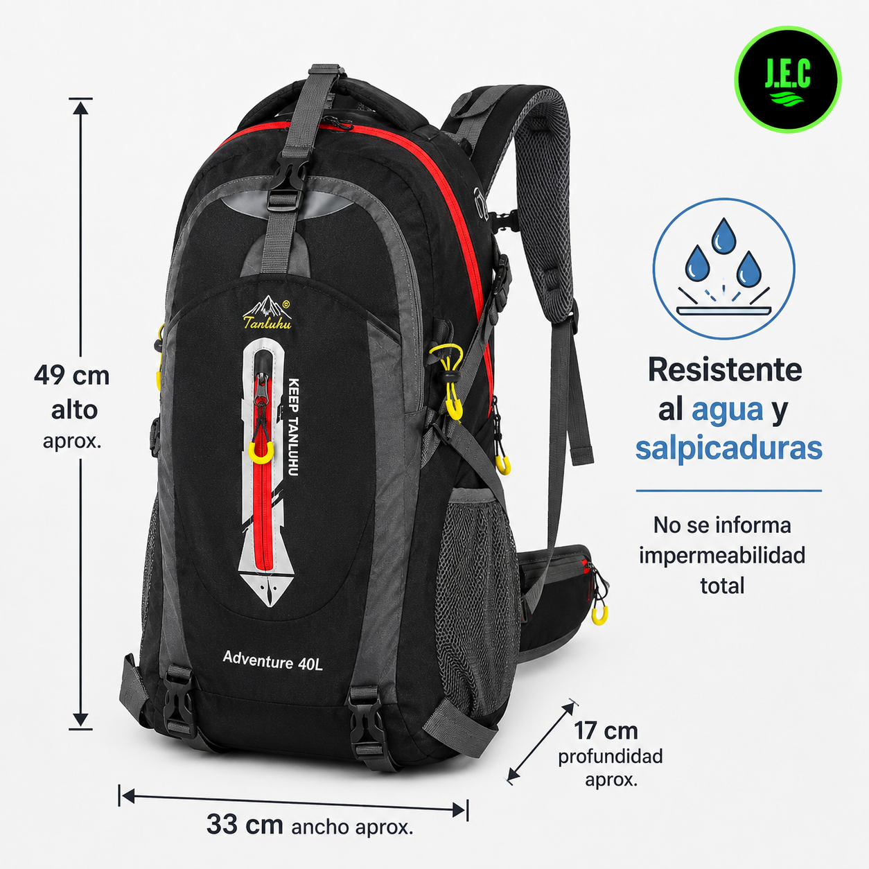 Mochila Trekking Adventure 40L Con Ajuste al Cuerpo