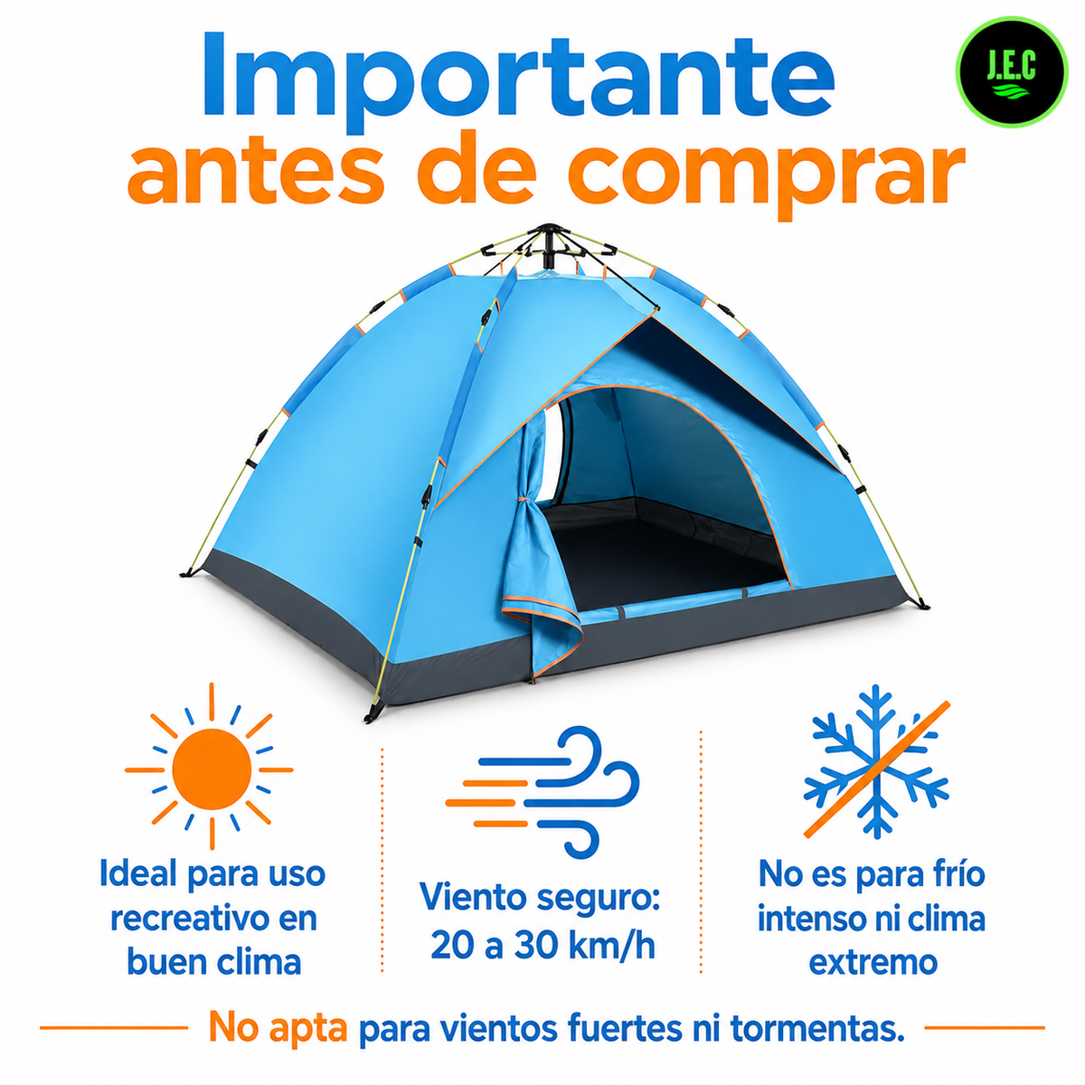 Carpa Automática Pop Up Ultraliviana para 1 a 2 Personas liviana